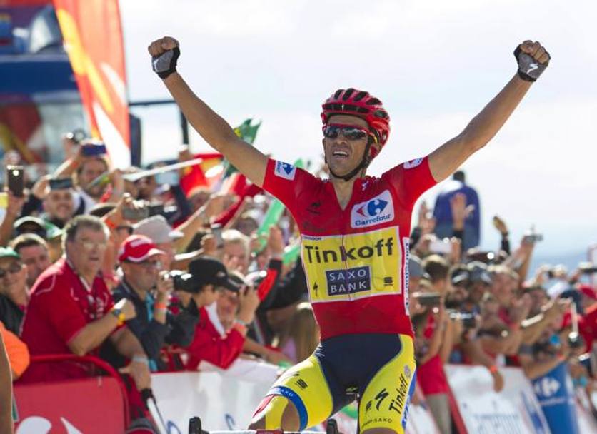 Passerella trionfale per il re della Vuelta, che pu liberare tutta la sua gioia. Afp